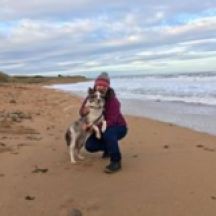 Heather Negus - Here’s my wee Turadh stopping for a little hug during a beautiful beach walk ... Love her to bits 😍